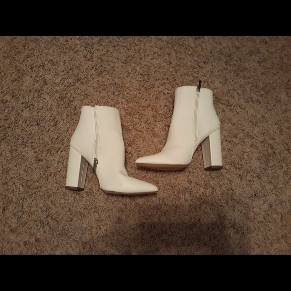 White block ankle boots